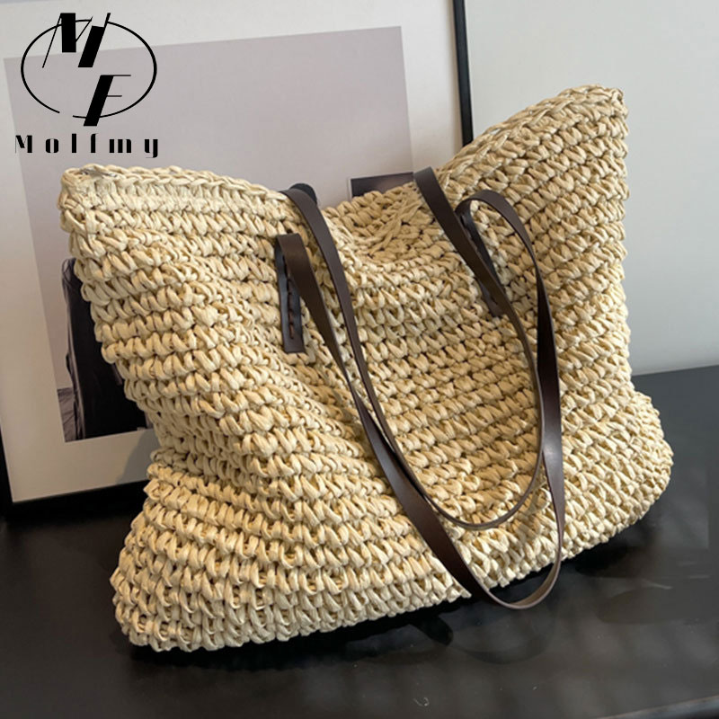 Straw Woven Tote Bags Casual L - Luxury Bags Tote ulasan dan harga