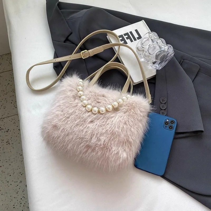 Luxury Plush Faux Fur Mini Squ - Luxury Bags Cute ulasan dan harga